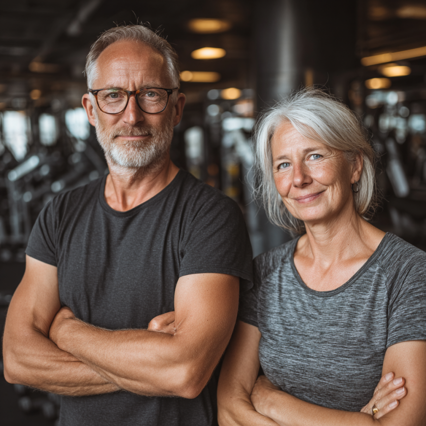 Активні люди зрілого віку займаються фітнесом